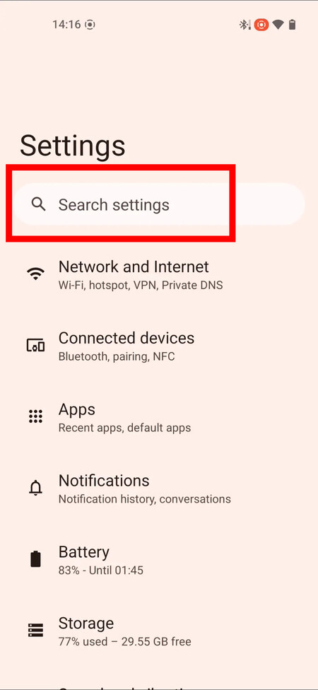 Search settings