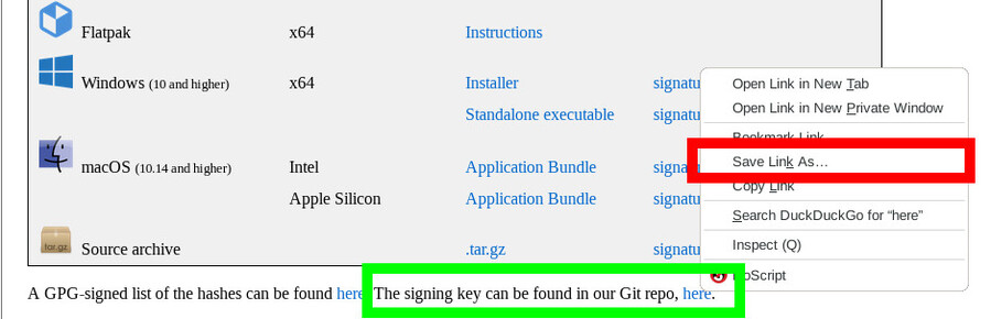 Download the
signing key