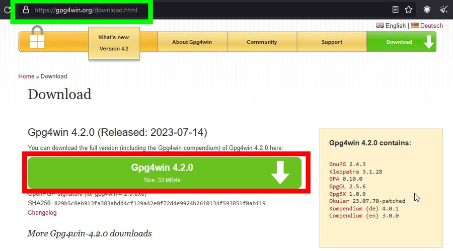 Gpg4Win homepage