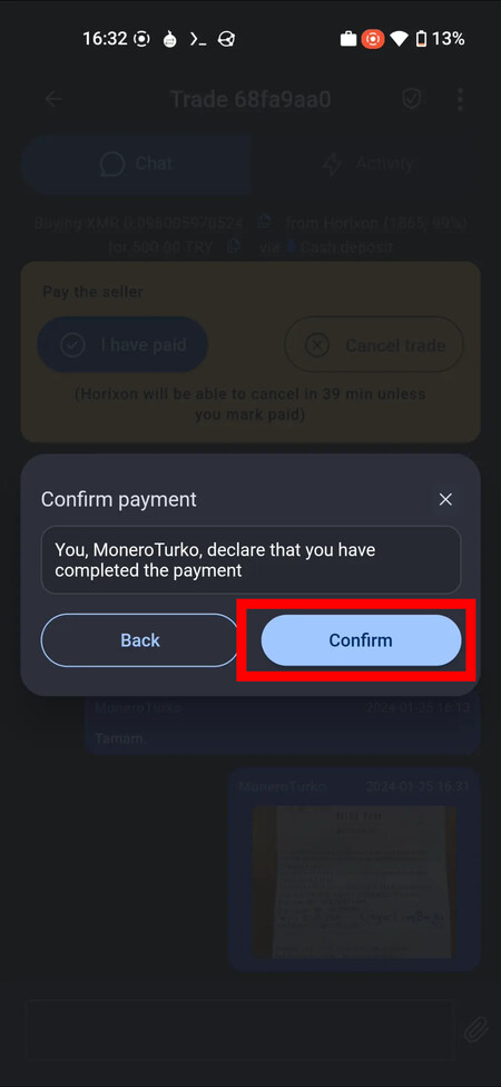 Confirm payment