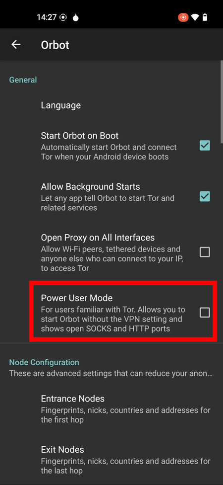 Allow Power User
Mode