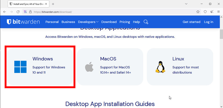 Bitwarden
Windows