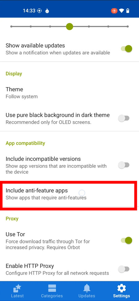 Include
anti-feature apps