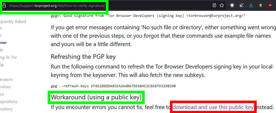 Tor Browser
download public key